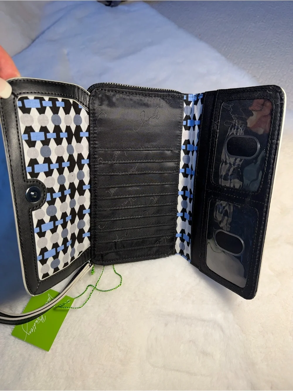 Vera Bradley Black Wristlet Clutch with Gray Snake-Print Flap